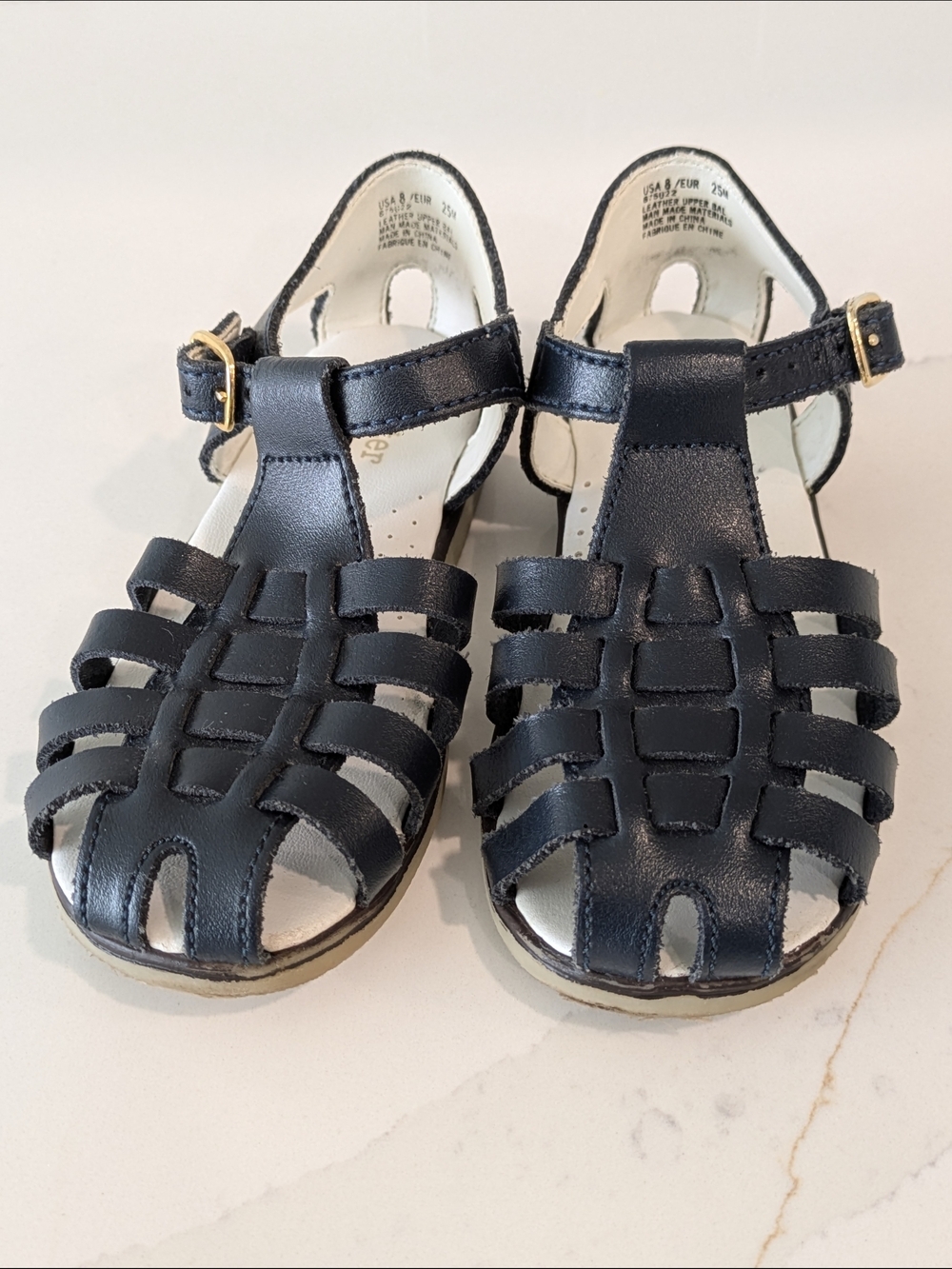 Buster Brown Kids Navy Leather Fisherman Sandals with Buckle - Picture 2 of 6